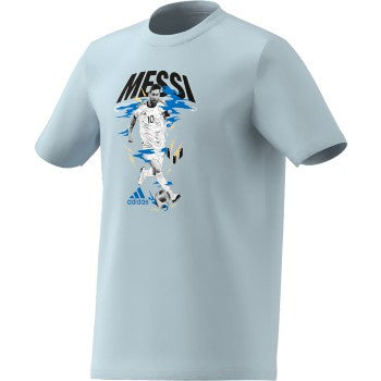Adidas Messi Football Graphic Tee - Almost Blue T-Shirts Mens Small Almost Blue - Third Coast Soccer