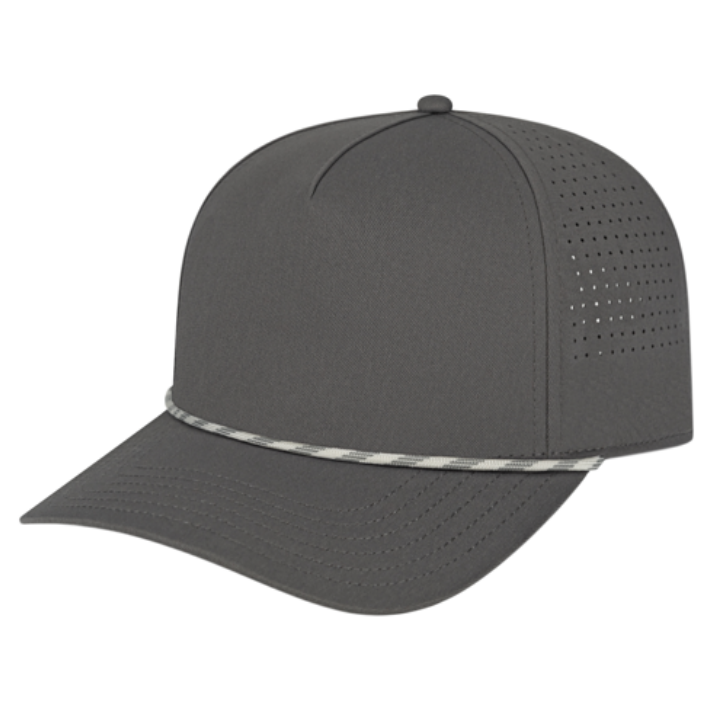Cap America Summit Perforated Cap with Rope Hats Charcoal/Cream - Third Coast Soccer