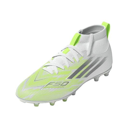 adidas Youth F50 Sparkfusion League FG - White/Iron Metallic Youth Footwear - Third Coast Soccer