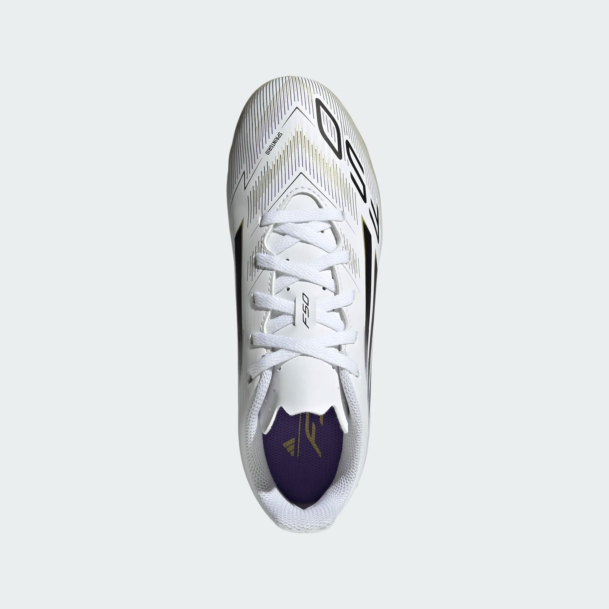 adidas Youth F50 Club FG - White/Black/Gold Youth Footwear - Third Coast Soccer