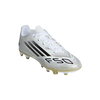 adidas Youth F50 Club FG - White/Black/Gold Youth Footwear - Third Coast Soccer