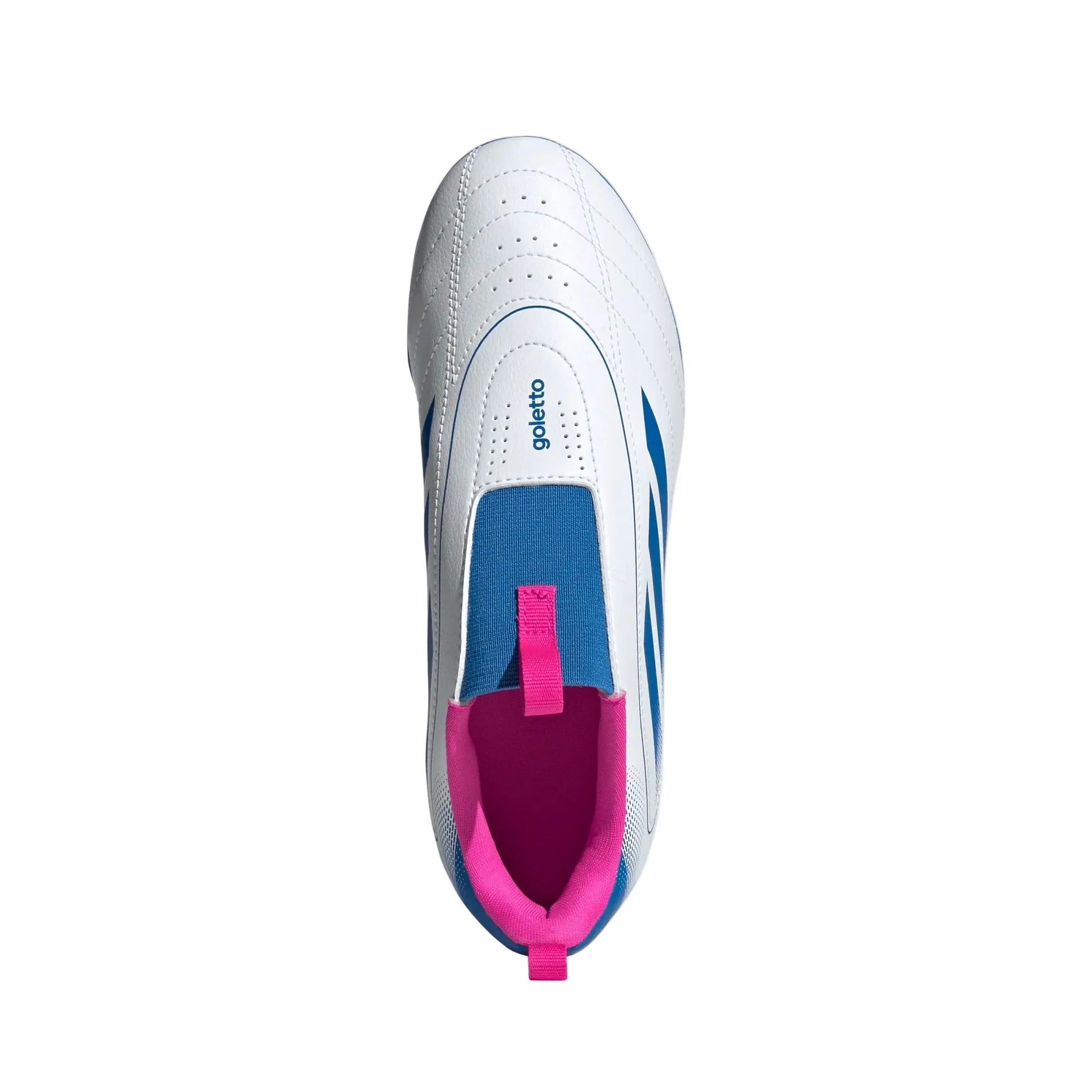 adidas Youth Goletto IX Laceless FG/MG - White/Royal/Pink Youth Footwear - Third Coast Soccer
