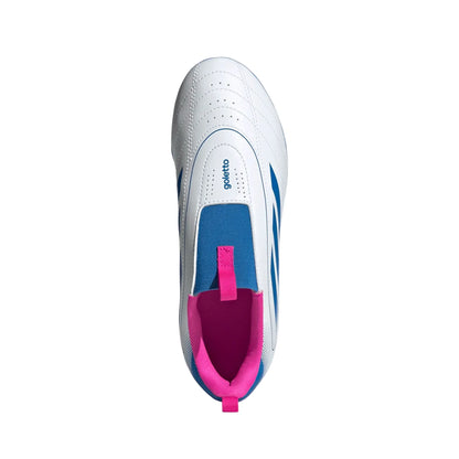 adidas Youth Goletto IX Laceless FG/MG - White/Royal/Pink Youth Footwear - Third Coast Soccer