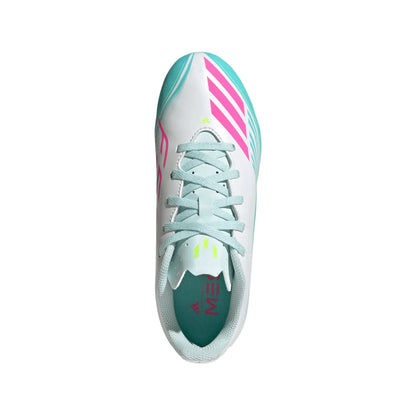 adidas Youth F50 Messi Club FG/MG - White/Pink/Aqua Youth Footwear - Third Coast Soccer