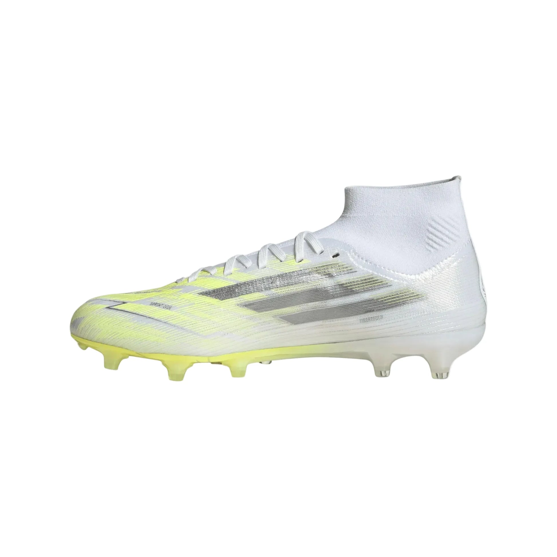 adidas F50 Sparkfusion Pro FG - White/Iron Metallic/Yellow Women's Footwear Feather White/Iron Metallic/HiRes Yellow Womens 6.5 - Third Coast Soccer