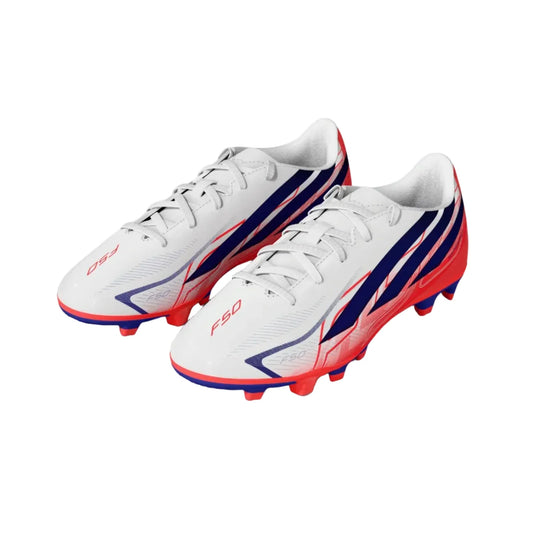 adidas Youth F50 Hyperfast Club FG - White/Solar Purple/Solar Turbo Youth Footwear - Third Coast Soccer