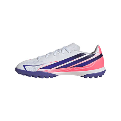 adidas Youth F50 Hyperfast Club Turf- White/Solar Purple/Solar Turbo