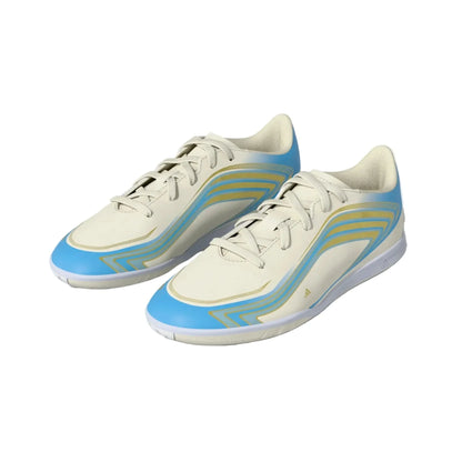 adidas Youth F50 Messi Club Indoor - Ivory Youth Footwear Ivory/Ice Blue Youth 1 - Third Coast Soccer