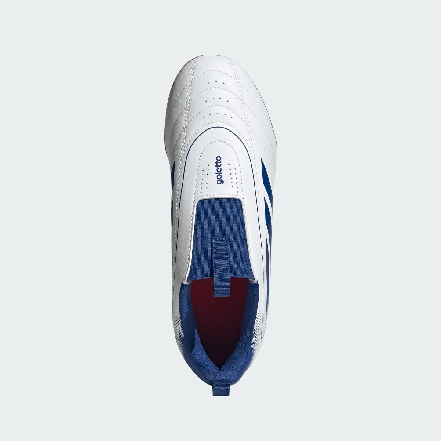 adidas Youth Goletto IX Laceless FG - White/Royal/Scarlet Youth Footwear - Third Coast Soccer