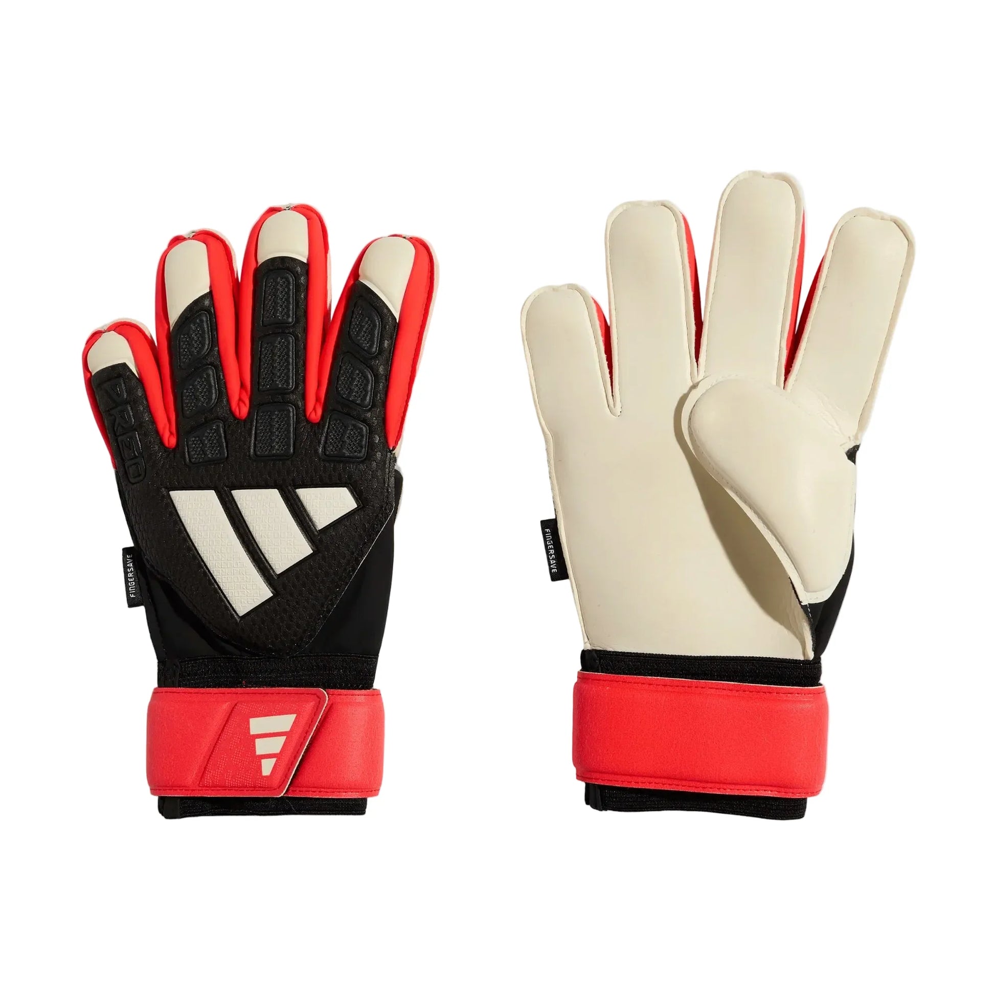 adidas Junior Predator Match Fingersave Goalkeeper Gloves - Black/White/Red Gloves - Third Coast Soccer