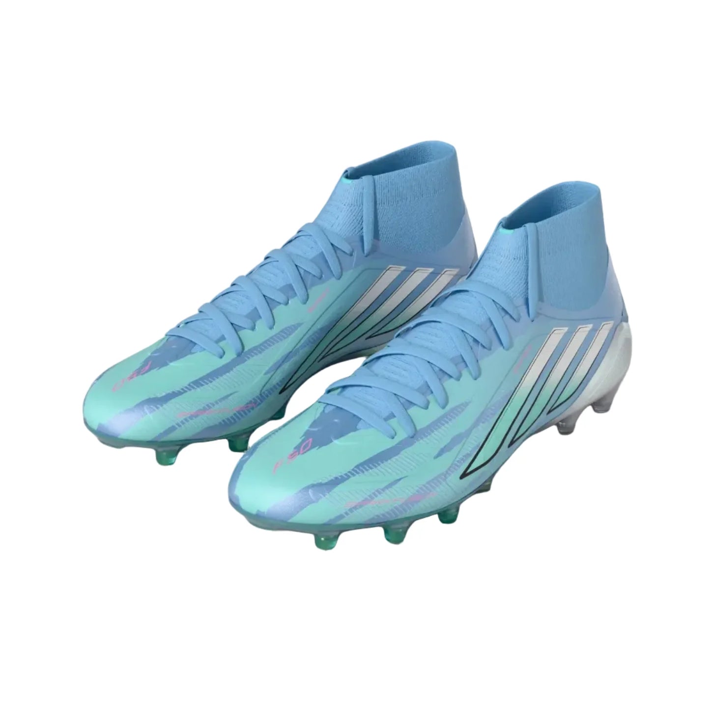 adidas Trinity Rodman Women's F50 Sparkfusion Elite Mid Cut FG/AG Women's Footwear Sea Blue/Feather White/Lucid Pink Womens 4.5 - Third Coast Soccer