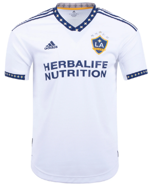 adidas LA Galaxy Home 22/23 Jersey Club Replica Closeout White/Dark Blue Mens Small - Third Coast Soccer