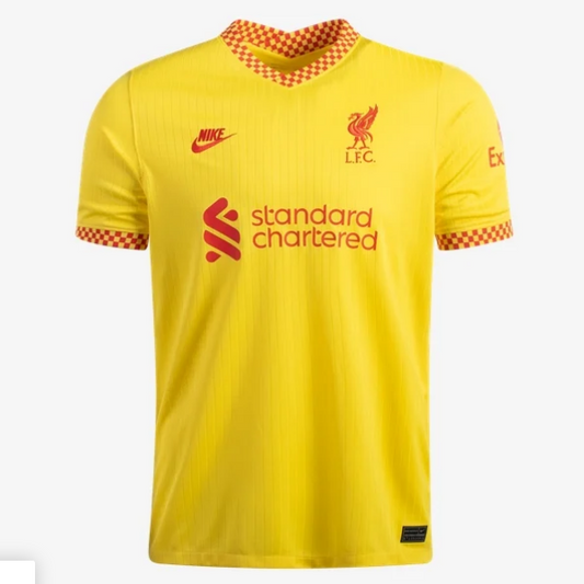 Nike Youth Liverpool Third Jersey 21/22 Club Replica Closeout Youth Small Chrome Yellow/Rush Red - Third Coast Soccer