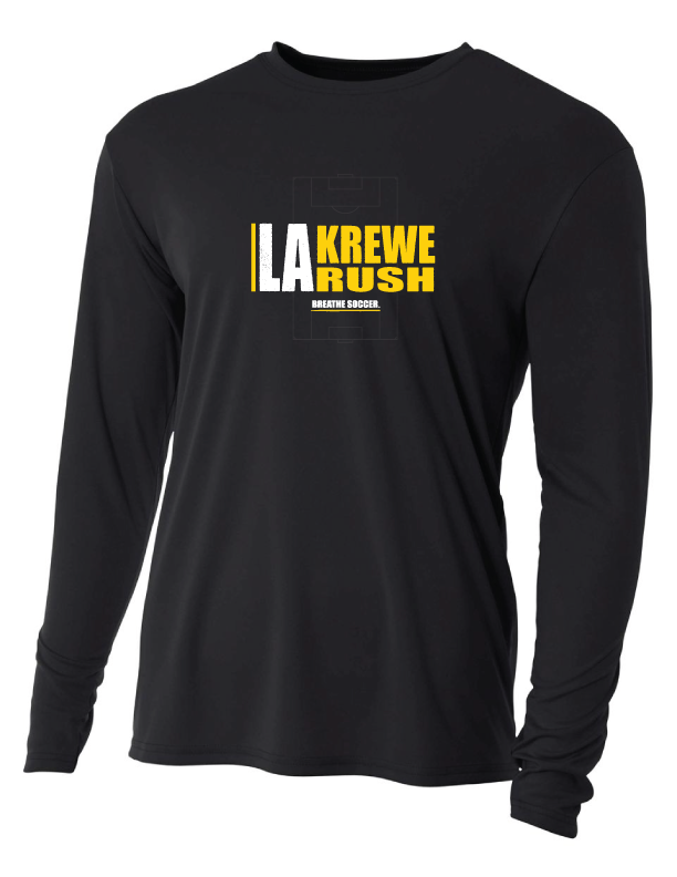 A4 La Krewe-Rush Long-Sleeve Shirt - Breathe Soccer - Black, Silver Or White LA Krewe Rush Black Mens Small - Third Coast Soccer