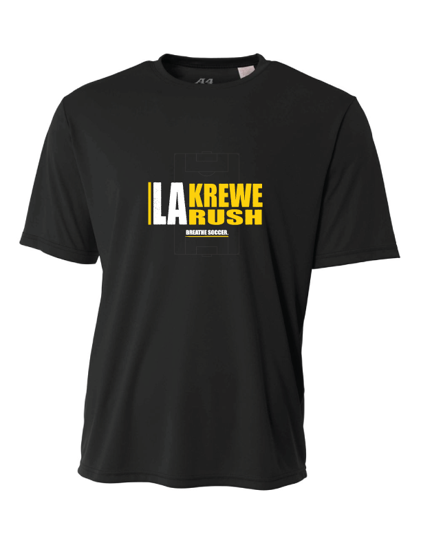 A4 La Krewe-Rush Short-Sleeve Shirt - Breathe Soccer - Black, Silver Or White LA Krewe Rush Black Mens Small - Third Coast Soccer
