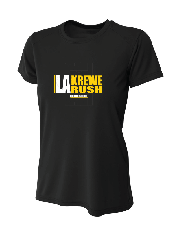 A4 La Krewe-Rush Short-Sleeve Shirt - Breathe Soccer - Black, Silver Or White LA Krewe Rush Black Womens Small - Third Coast Soccer