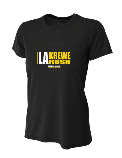 A4 La Krewe-Rush Short-Sleeve Shirt - Breathe Soccer - Black, Silver Or White LA Krewe Rush Black Womens Small - Third Coast Soccer