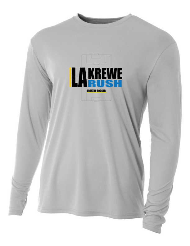A4 La Krewe-Rush Long-Sleeve Shirt - Breathe Soccer - Black, Silver Or White LA Krewe Rush Silver Mens Small - Third Coast Soccer