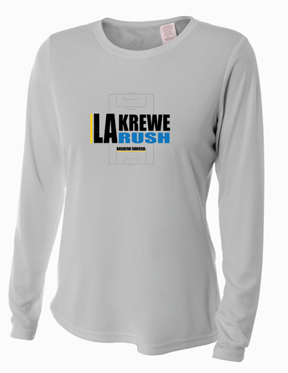 A4 La Krewe-Rush Long-Sleeve Shirt - Breathe Soccer - Black, Silver Or White LA Krewe Rush Silver Womens Small - Third Coast Soccer