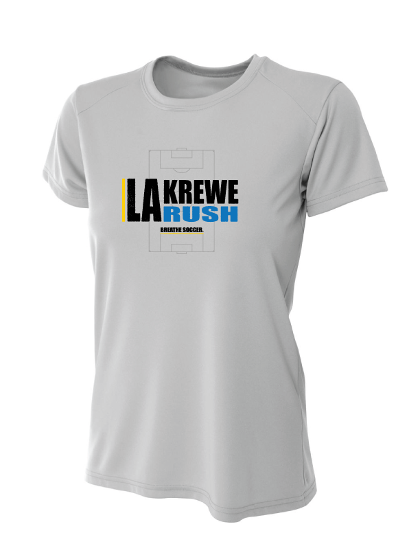 A4 La Krewe-Rush Short-Sleeve Shirt - Breathe Soccer - Black, Silver Or White LA Krewe Rush Silver Womens Small - Third Coast Soccer