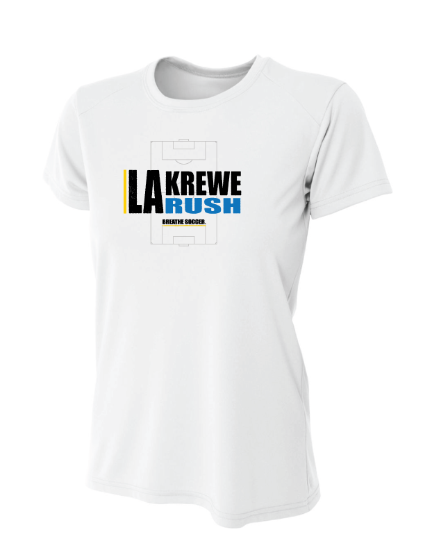 A4 La Krewe-Rush Short-Sleeve Shirt - Breathe Soccer - Black, Silver Or White LA Krewe Rush White Womens Small - Third Coast Soccer