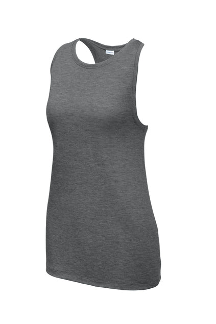 Sport-Tek Women's PosiCharge Tri-Blend Wicking Tank Training Wear Dark Heather Grey Womens XSmall - Third Coast Soccer