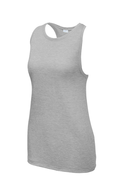 Sport-Tek Women's PosiCharge Tri-Blend Wicking Tank Training Wear Light Grey Heather Womens XSmall - Third Coast Soccer