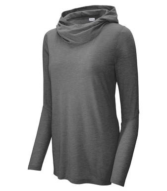 Sport-Tek Women's PosiCharge Long-Sleeve Hoodie Training Wear Dark Heather Grey Womens XSmall - Third Coast Soccer