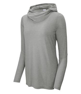 Sport-Tek Women's PosiCharge Long-Sleeve Hoodie Training Wear Light Grey Heather Womens XSmall - Third Coast Soccer