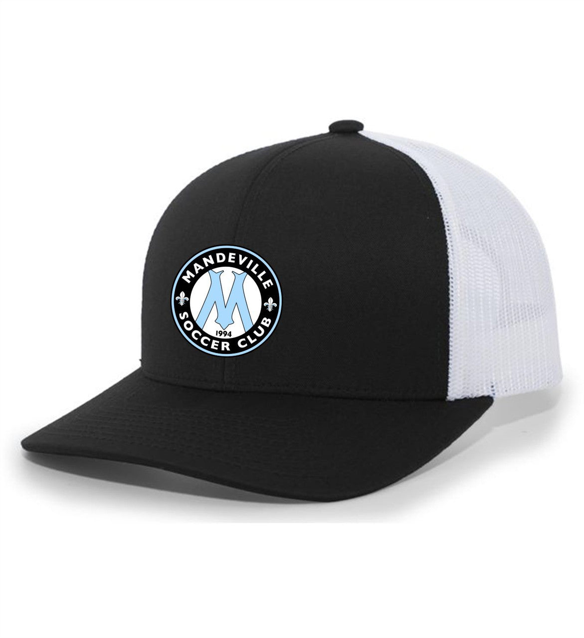 TCS MSC Flexfit Premium Trucker Hat MSC Spiritwear Black/White Leather Patch - Third Coast Soccer