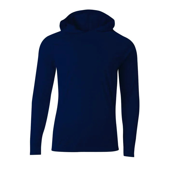 A4 Cooling Performance Long Sleeve Hooded Tee T-Shirts Navy Mens Small - Third Coast Soccer