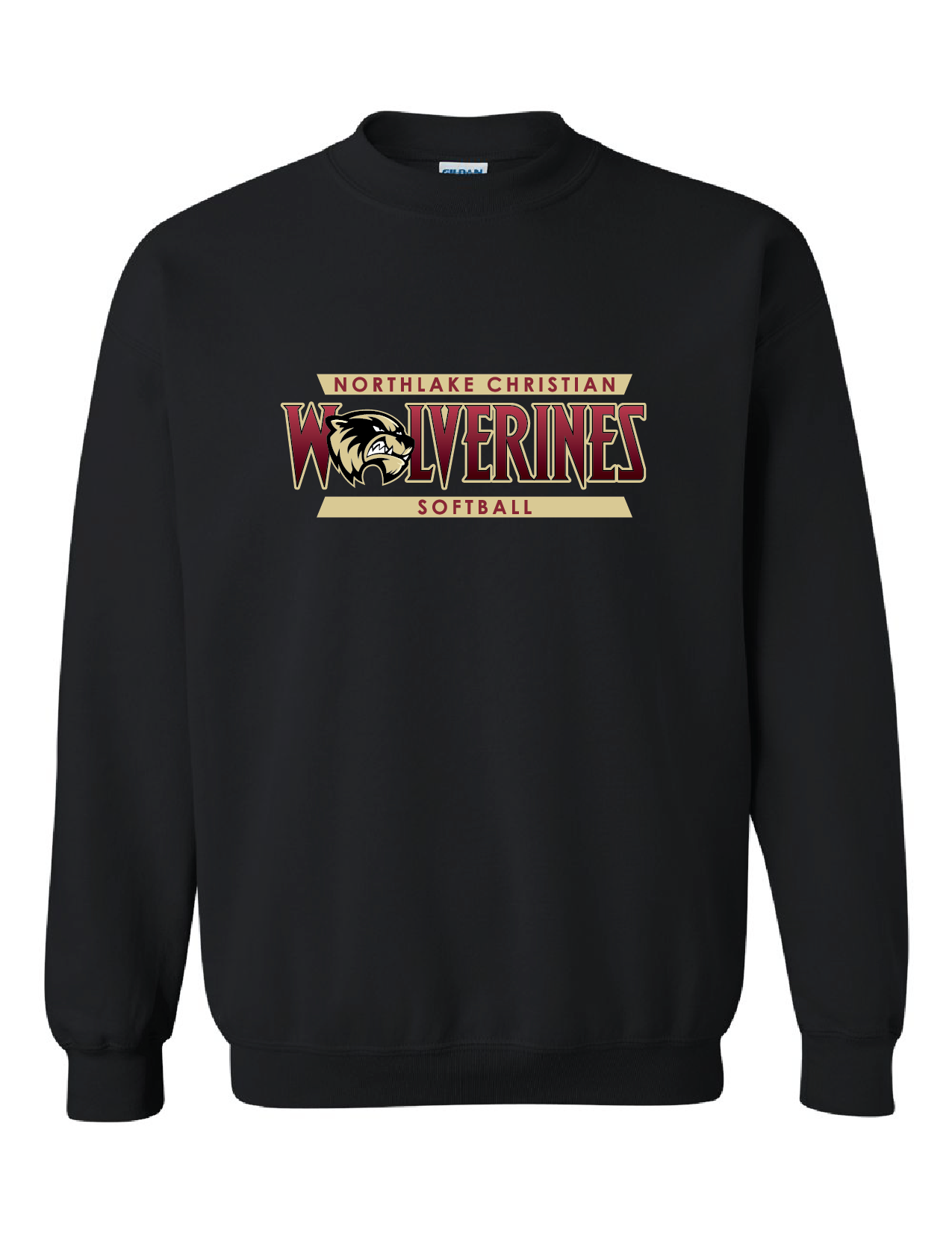 Northlake Christian Softball Crewneck Sweatshirt - Black, Sport Grey or Cardinal NCS Softball Black Mens Small - Third Coast Soccer