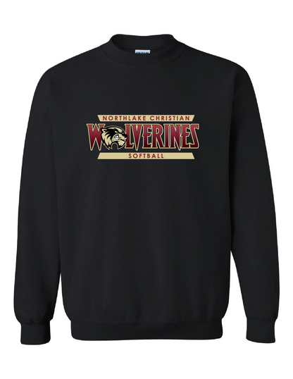 Northlake Christian Softball Crewneck Sweatshirt - Black, Sport Grey or Cardinal NCS Softball Black Mens Small - Third Coast Soccer