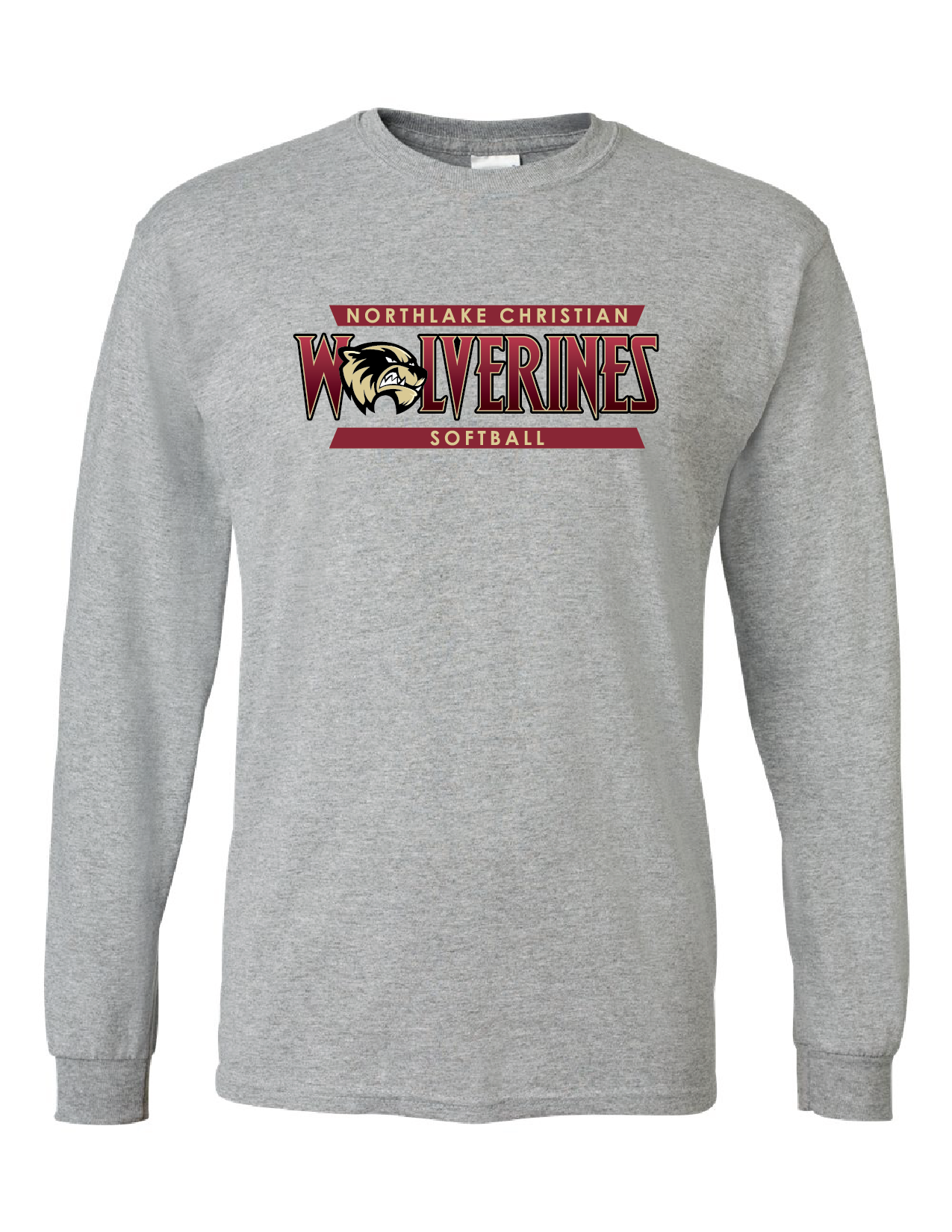 Northlake Christian Softball Long-Sleeve T-Shirt - Black, Sport Grey or Garnet NCS Softball Sport Grey Mens Small - Third Coast Soccer