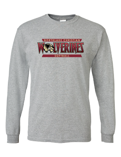Northlake Christian Softball Long-Sleeve T-Shirt - Black, Sport Grey or Garnet NCS Softball Sport Grey Mens Small - Third Coast Soccer