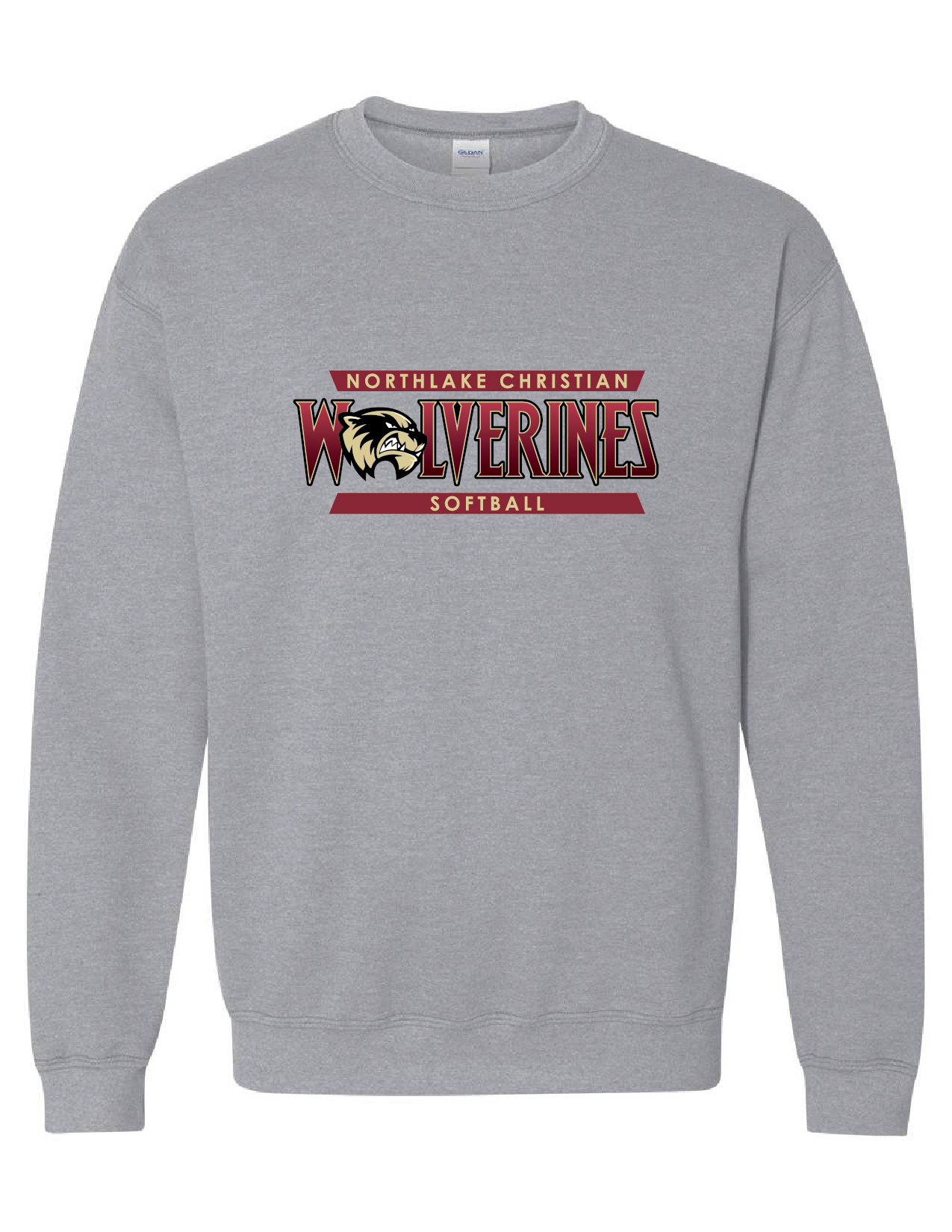 Northlake Christian Softball Crewneck Sweatshirt - Black, Sport Grey or Cardinal NCS Softball Sport Grey Mens Small - Third Coast Soccer