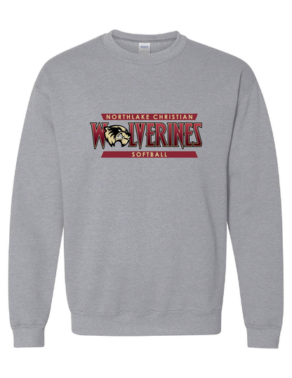 Northlake Christian Softball Crewneck Sweatshirt - Black, Sport Grey or Cardinal NCS Softball Sport Grey Mens Small - Third Coast Soccer