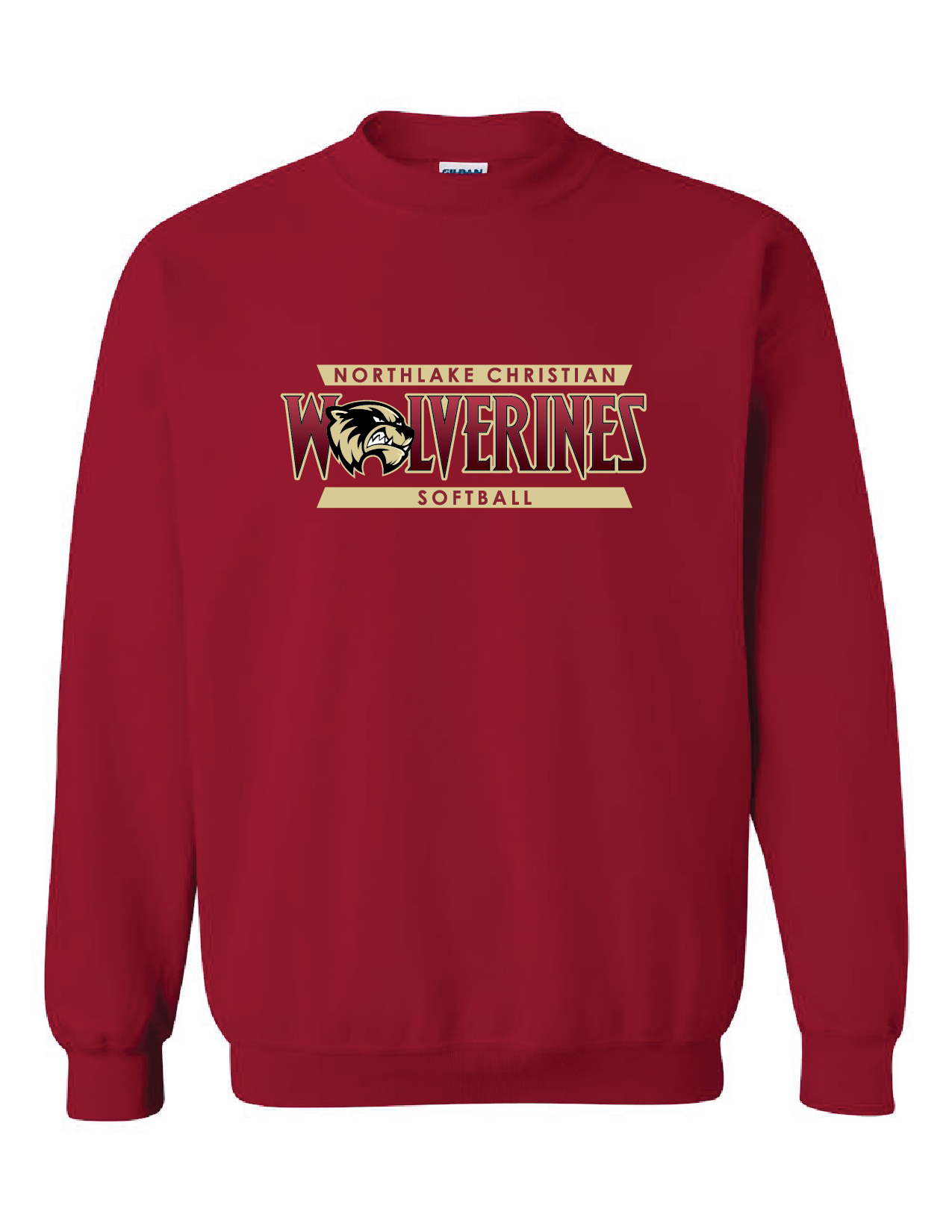 Northlake Christian Softball Crewneck Sweatshirt - Black, Sport Grey or Cardinal NCS Softball Cardinal Mens Small - Third Coast Soccer