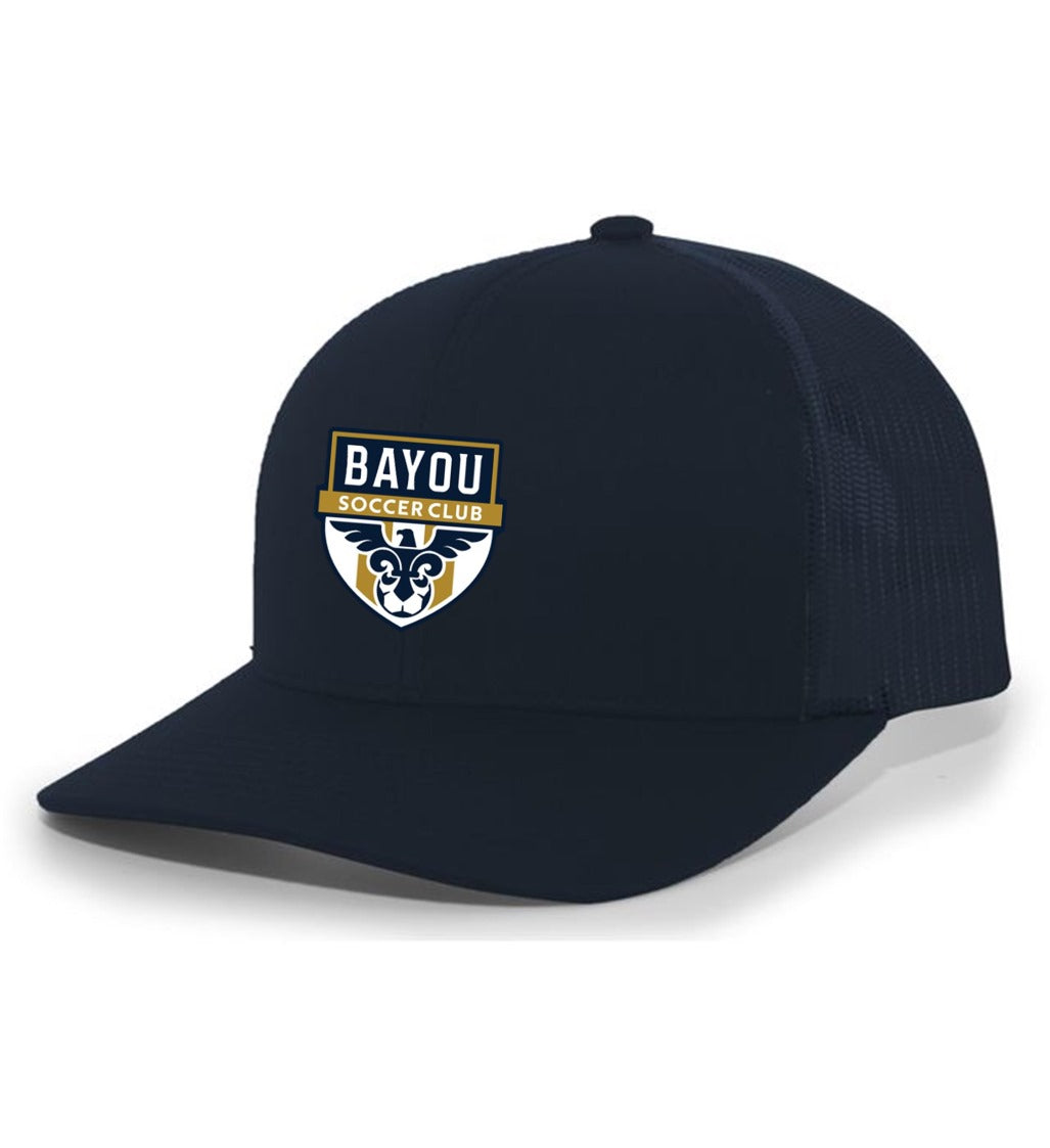 TCS Bayou Soccer Club Trucker Hat Bayou Soccer Club Spiritwear Navy/Navy Full Color Patch - Third Coast Soccer