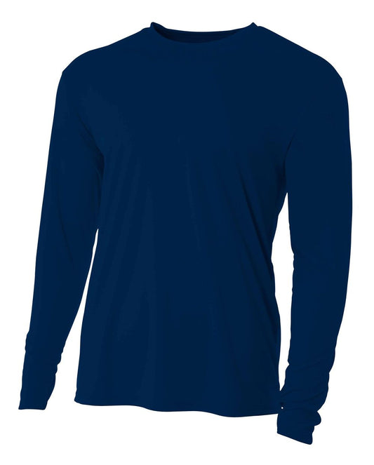 A4 PJP Men's Long-Sleeve Performance Crew - Gold or Navy Pope John Paul Navy Mens Small - Third Coast Soccer