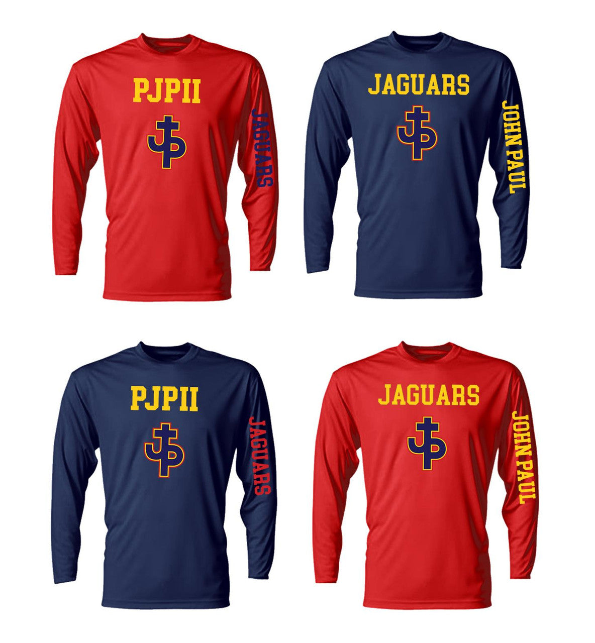 A4 Pjp Men'S Long-Sleeve Performance Crew - Red Or Navy Pope John Paul Mens Small Red - Third Coast Soccer