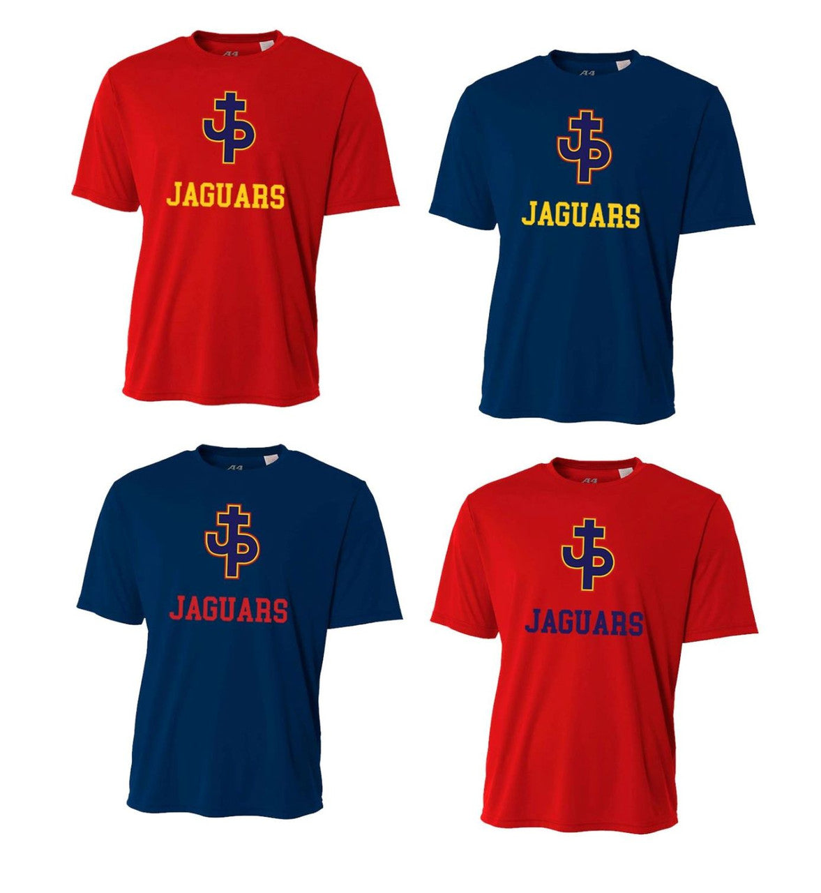 A4 PJP Men's Short-Sleeve Performance Crew - Red Or Navy Pope John Paul Mens Small Red - Third Coast Soccer