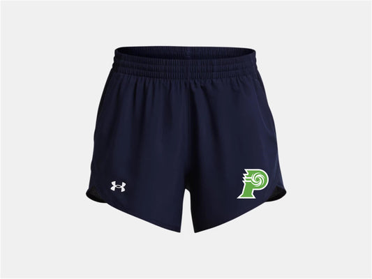 UA PVHS Women's Fly-By Unlined 3" Shorts Prairieville High School Navy Womens XSmall - Third Coast Soccer