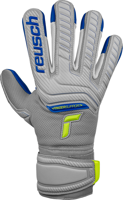 reusch Junior Attrakt Grip Evolution Fingersave Goalkeeper Gloves   - Third Coast Soccer