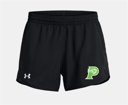UA PVHS Women's Fly-By Unlined 3" Shorts Prairieville High School Black Womens XSmall - Third Coast Soccer