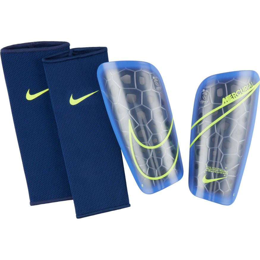 Nike Mercurial Lite Shin Guard - Blue Void/Sapphire/Volt Adult Shinguards Small Blue Void/Sapphire/Volt - Third Coast Soccer