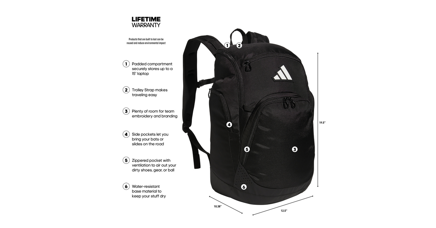 adidas 5-Star Team 2 Backpack - Black Bags   - Third Coast Soccer