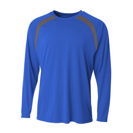 A4 Spartan Long Sleeve Color Block Crew Tee Jerseys Royal Mens Small - Third Coast Soccer