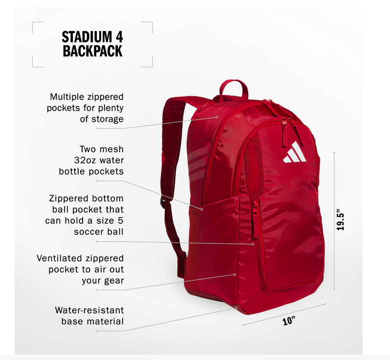 adidas Louisiana Fire Stadium 4 Backpack Louisiana Fire 2026-2028 - Third Coast Soccer