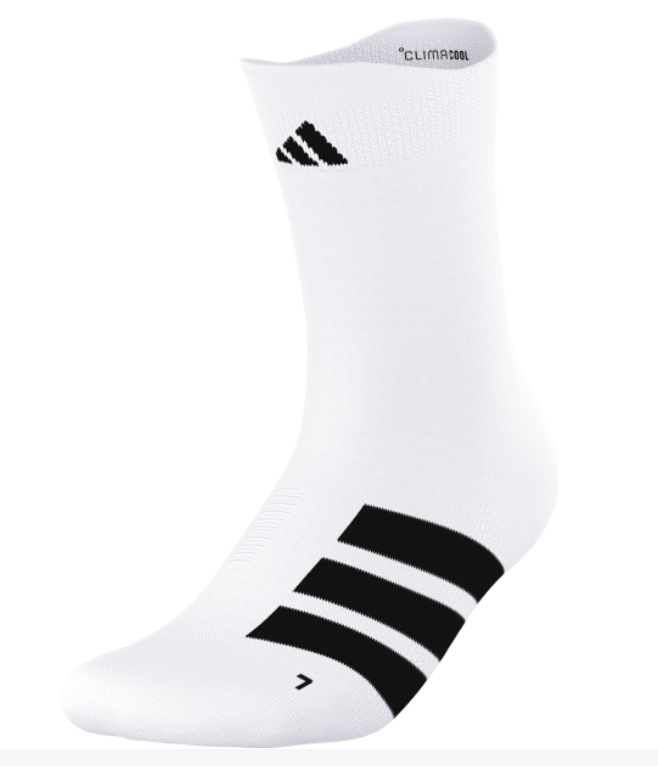 adidas Adizero Running Single Crew Socks White/Black Small - Third Coast Soccer